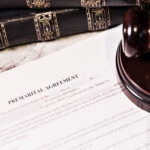 Premarital Agreement with Law Books and Gavel